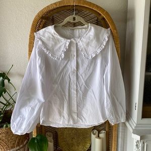 White Peter Pan collar button down